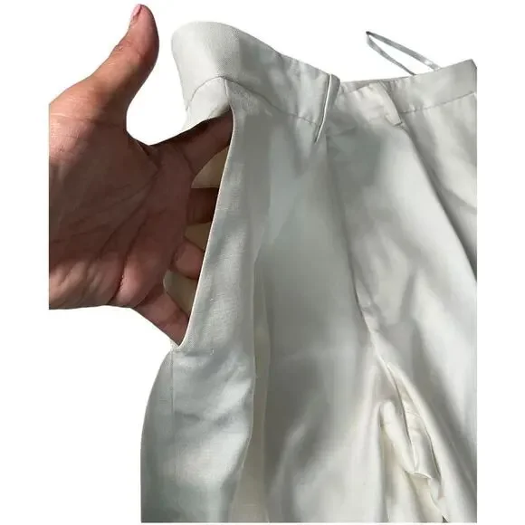LAUREN Ralph Lauren 100% Silk High Waist Trousers White Size 16 Pockets Luxury - Picture 4 of 12